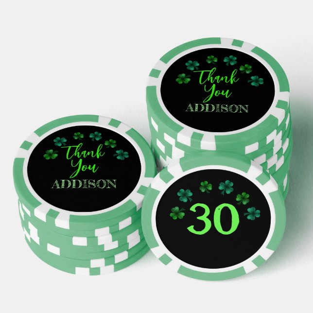 Jetons De Poker Saint Patrick Jour Anniversaire shamrock Merci (Empiler)