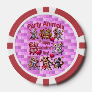 Jetons De Poker Saint Valentin Couples dansants "Animaux de fête"