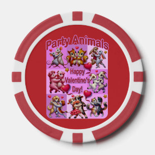 Jetons De Poker Saint Valentin Couples dansants "Animaux de fête"