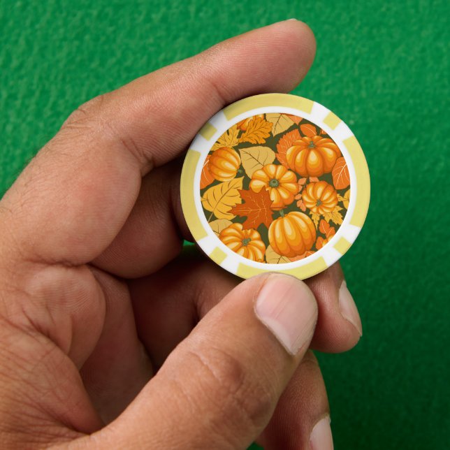 Jetons De Poker Saison d'automne Halloween Citrouille Motif (main)