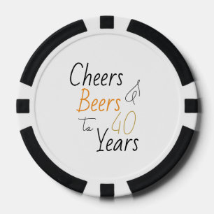 Jetons De Poker Salutations et bières 40e anniversaire Minimal