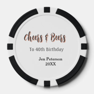 Jetons De Poker Santé et bières pour les 40 ans nom année péché gr