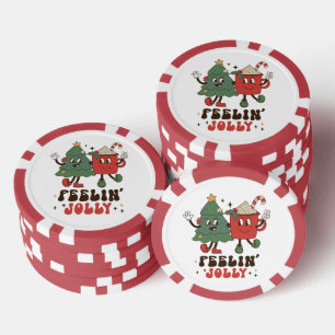 Jetons De Poker Sapin de Noël Rétro Gai Canne à Sucre