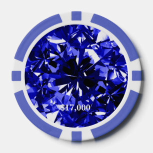 Jetons De Poker Sapphire Blue Diamond Gem Stone Poker Chip Strip