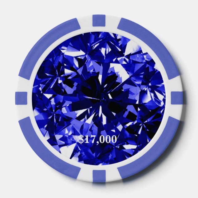Jetons De Poker Sapphire Blue Diamond Gem Stone Poker Chip Strip (Recto)