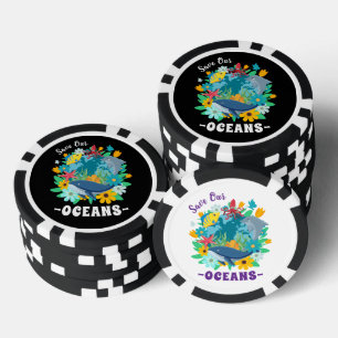 Jetons De Poker Sauvez nos océans Fleur Baleine Conception Colorée