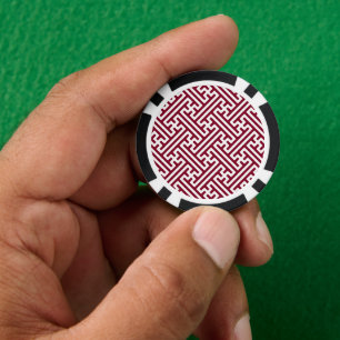 Jetons De Poker Sayagata motif, japonais, bourgogne et blanc