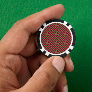 Jetons De Poker Sayagata motif, japonais, bourgogne et or