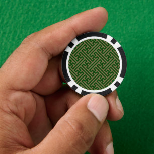 Jetons De Poker Sayagata motif, japonais, vert et or