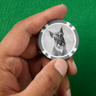 Jetons De Poker Schnauzer (géant) - Joli art original pour chien