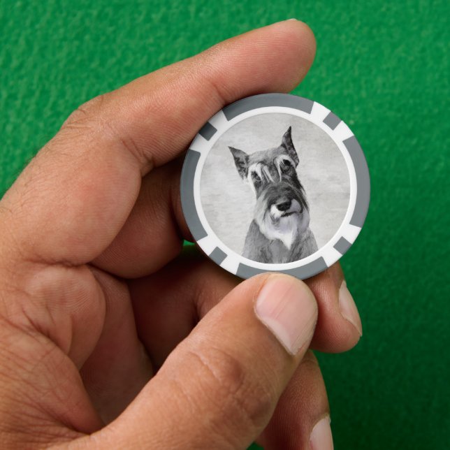 Jetons De Poker Schnauzer (géant) - Joli art original pour chien (main)