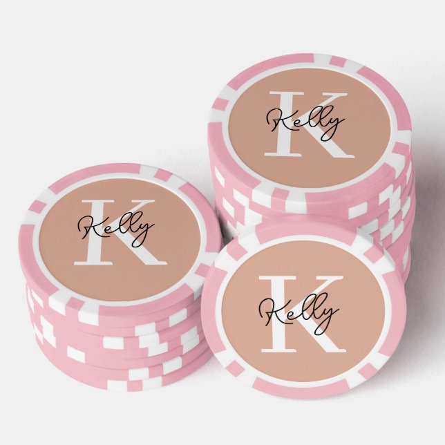 Jetons De Poker Script de monogramme rose vierge moderne (Empiler)