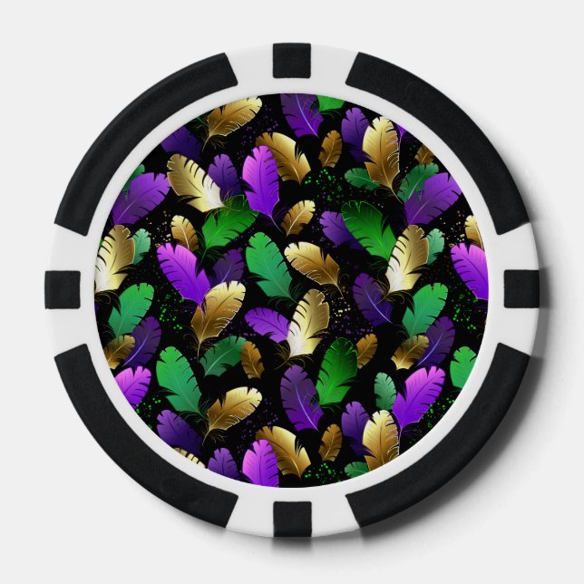 Jetons De Poker Seamless Pattern with Mardi Gras feathers (Recto)