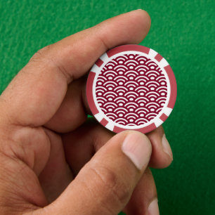 Jetons De Poker Seigaiha, Vagues, Japonais, Bordeaux et Blanc