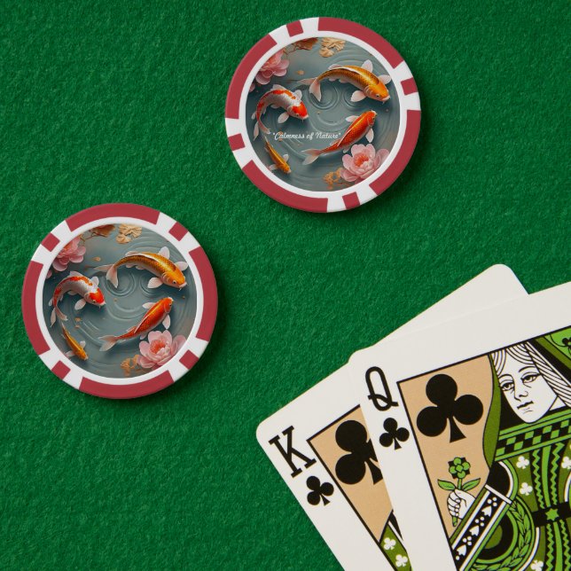 Jetons De Poker "Serene Koi Haven" (Table de poker (double))