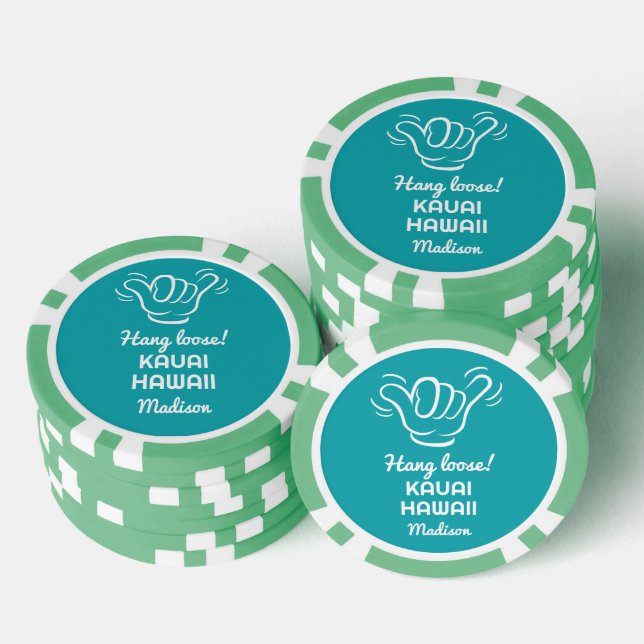 Jetons De Poker Shaka de nom, emplacement et couleur personnalisés (Empiler)