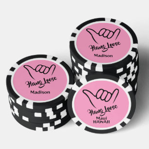 Jetons De Poker Shaka de nom, emplacement et couleur personnalisés