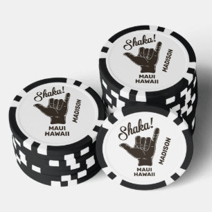 Jetons De Poker Shaka du nom et de l'emplacement personnalisés