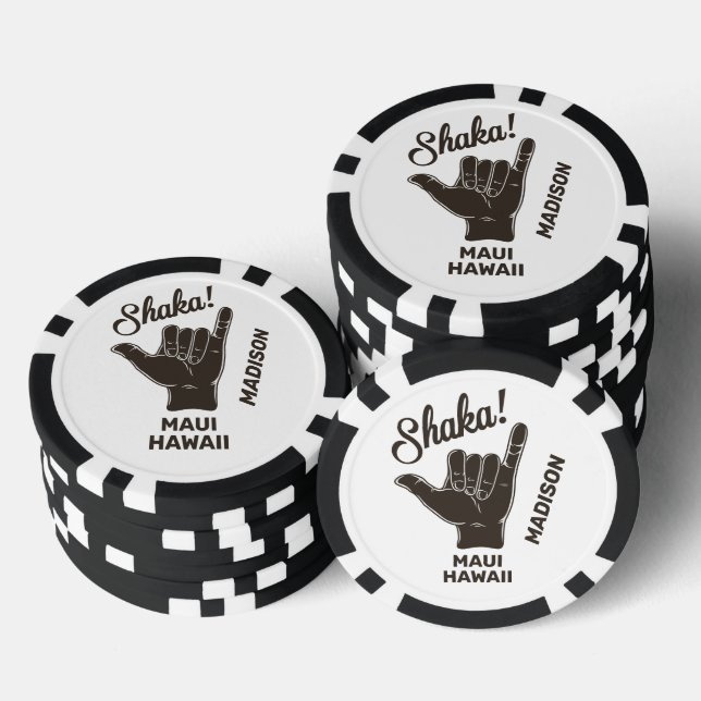 Jetons De Poker Shaka du nom et de l'emplacement personnalisés (Empiler)