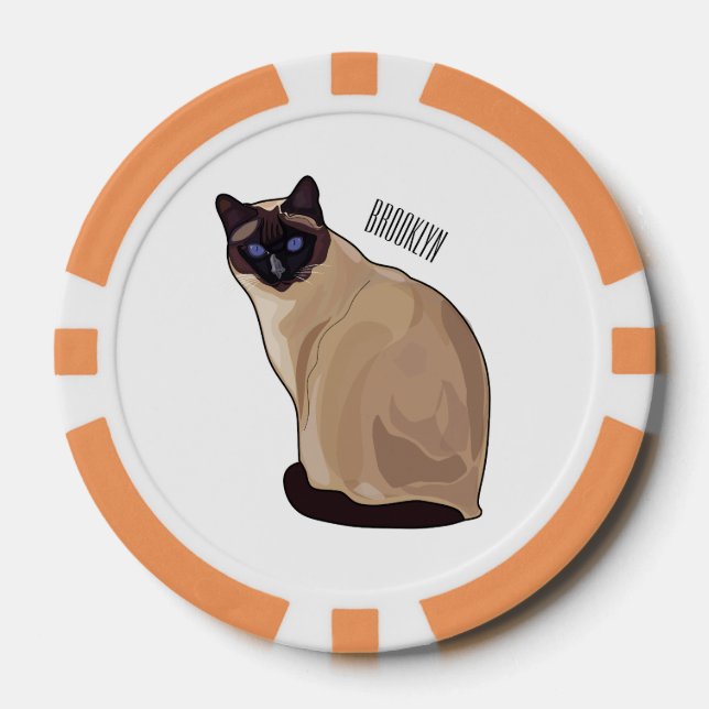 Jetons De Poker Siamese cat cartoon (Recto)