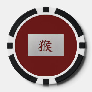 Jetons De Poker Signe chinois de zodiaque rouge singe