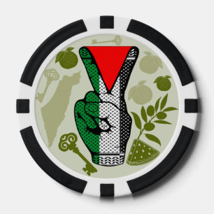 Jetons De Poker Signe de victoire à la main Résistance Symbole Tri