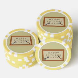JETONS DE POKER SIGNE FÊTE DES PÈRES EN BOIS