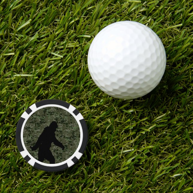 Jetons De Poker Silhouette Bigfoot sur Camouflage numérique Woodla (Marqueur de balle de golf)