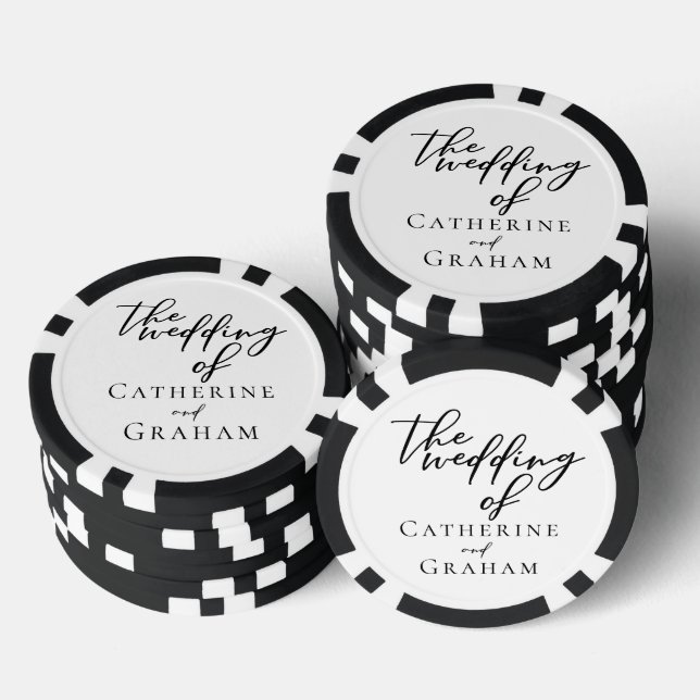 Jetons De Poker Simple Chic Écriture Mariage Personnalisé (Empiler)