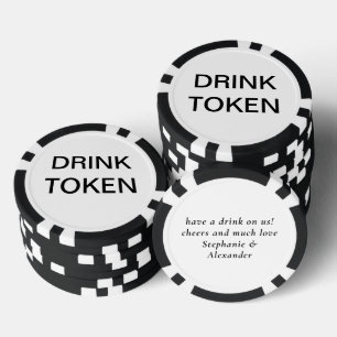 Jetons De Poker Simple Mariage nouvellement marié Boire Token noir