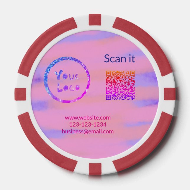 Jetons De Poker Simple minimum q r code ajouter logo code d'analys (Recto)