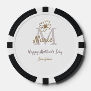 Jetons De Poker simple monogramme de la fête des mères en gris dor