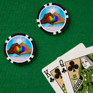 Jetons De Poker SlipperyJoe dégradé de cœur arc-en-ciel vibrant in