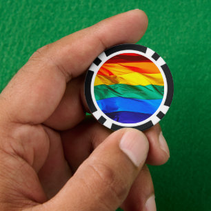 Jetons De Poker SlipperyJoe's drapeau gay pride agitant des couleu