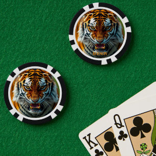 Jetons De Poker Snarling Tiger en colère Personnaliser le nom