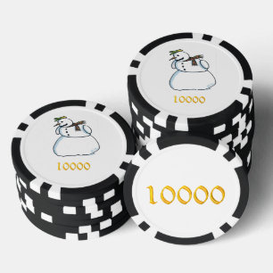 Jetons De Poker Snowman noir or 10000 puce de poker rayé