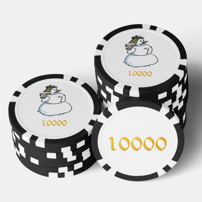 Jetons De Poker Snowwoman black or 10000 puce de poker rayé (Empiler)