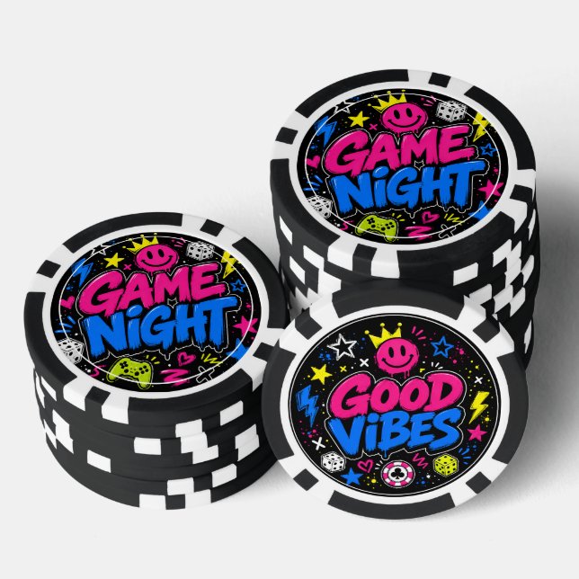 Jetons de Poker Soirée de Jeu Graffiti Néon Audaci (Empiler)