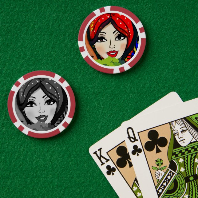 Jetons De Poker Soirée de jeu Lady Luck  (Table de poker (double))