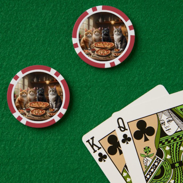 Jetons De Poker Soirée Pizza Chat, (Table de poker (double))