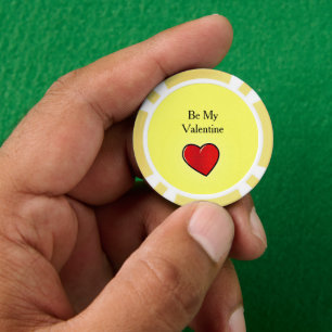 Jetons De Poker Sois mon coeur rouge valentin en jaune