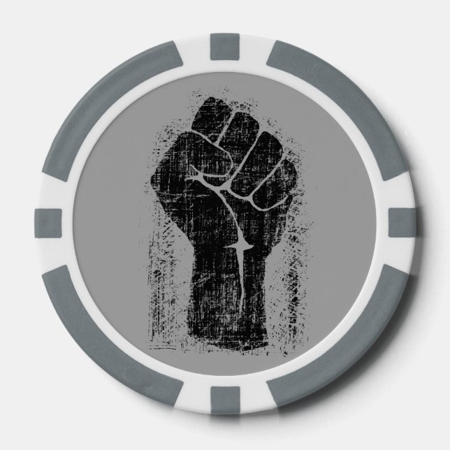 Jetons De Poker Solidarité Poing Grunge Style Distressed (Recto)