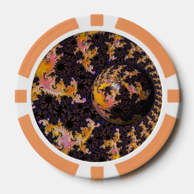 Jetons De Poker Sphère de tempête de feu fractale (Recto)