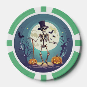 Jetons De Poker Squelette dansant sous la lune Halloween