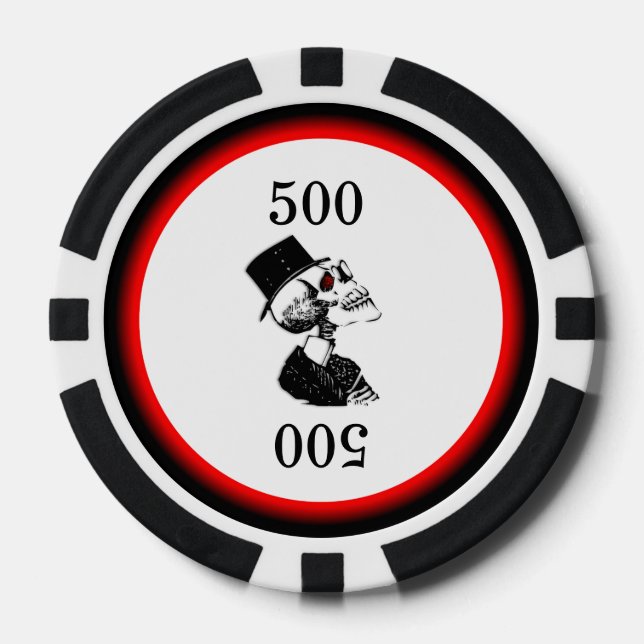 Jetons De Poker Squelette des yeux rouges (Recto)