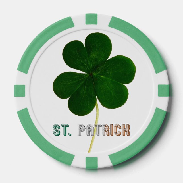 Jetons De Poker St Patrick Irlandais Shamrock Clover Irlande Poker (Recto)