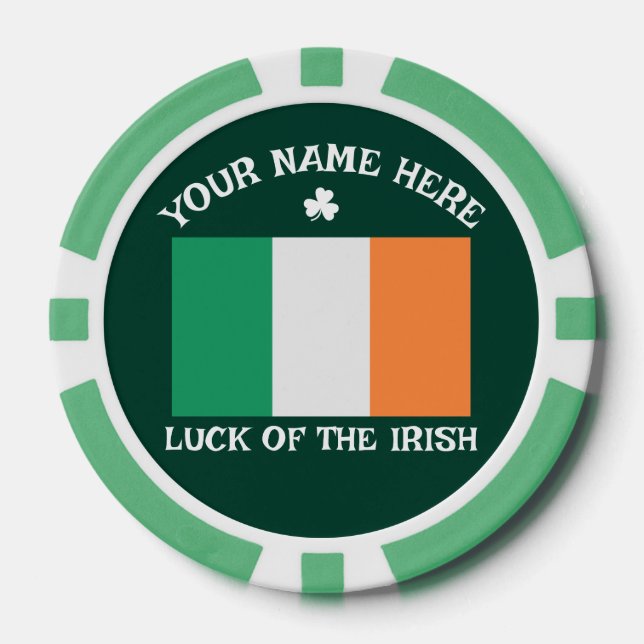 Jetons De Poker St Patrick's Day Ireland Flag Custom Name Shamrock (Recto)