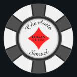 jetons de poker | Sticker rond classique Mariage V<br><div class="desc">Poker Chips Vegas Casino Sticker Classic Round Mariage à thème. Personnalisez facilement avec vos propres détails.</div>