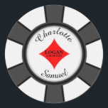 jetons de poker | Sticker rond classique Mariage V<br><div class="desc">Poker Chips Vegas Casino Sticker Classic Round Mariage à thème. Personnalisez facilement avec vos propres détails.</div>