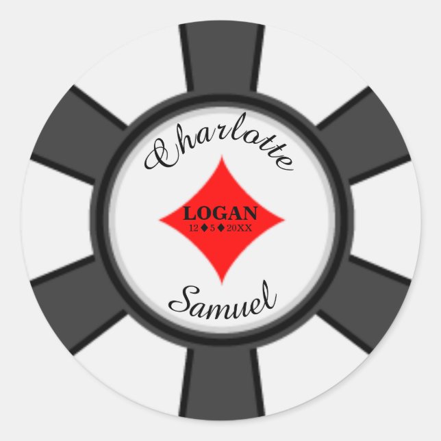 jetons de poker | Sticker rond classique Mariage V (Devant)